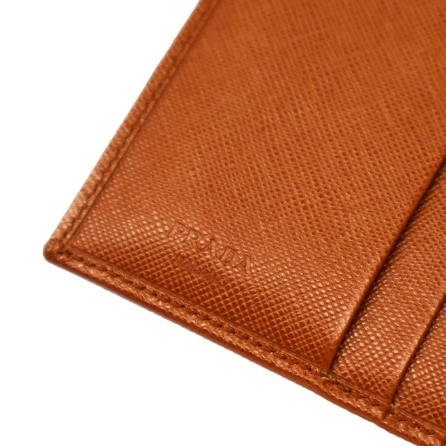 Prada Tobacco Saffiano Leather Portafoglio Tri-Fold Wallet, 2016. For Sale - Image 9 of 11