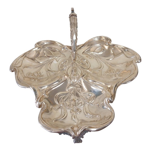 1960s Art Nouveau Silver Plate Serving Tray or Dish For Sale