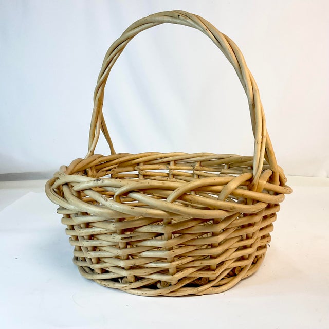 Vintage French Style Boho Chic Coastal Gathering Basket For Sale - Image 12 of 12