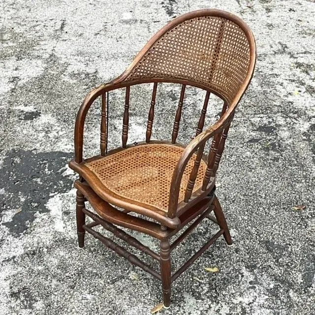 Vintage Regency Cane and Oak Chair | Chairish