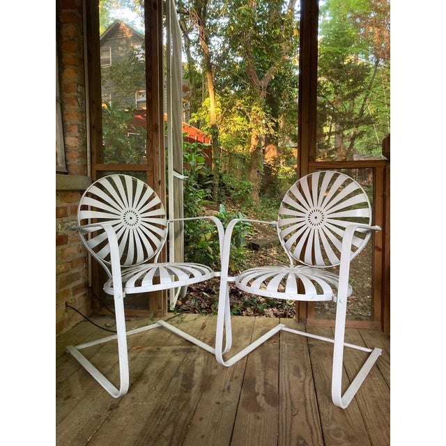 Art Deco Mid 20th Century Francois Carre Porch Rockers in White - A Pair, Attributed For Sale - Image 3 of 7