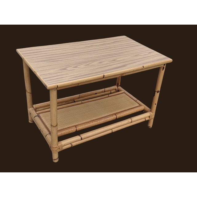 1950s 1950s McGuire Style Bamboo and Rattan Patio Sunroom Coffee Table For Sale - Image 5 of 10