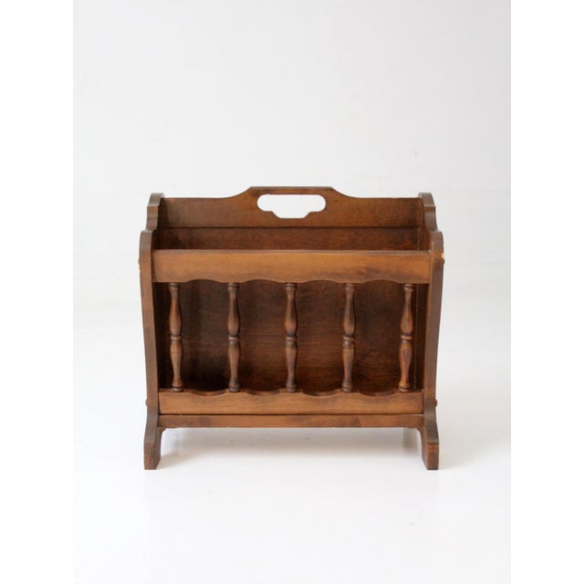 Mid 20th Century Mid-Century Colonial Style Wood Magazine Rack For Sale - Image 5 of 11