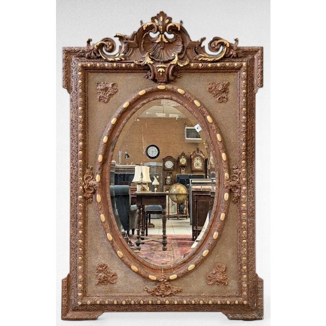 Large 19th Century Napoleon III Trumeau Mirror in Giltwood and Beveled Glass For Sale - Image 6 of 10