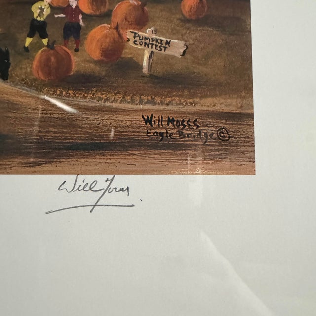 Brown "Pumpkins on the Green" Will Moses Signed & Numbered Limited Edition Custom-Framed 1990s Print For Sale - Image 8 of 11