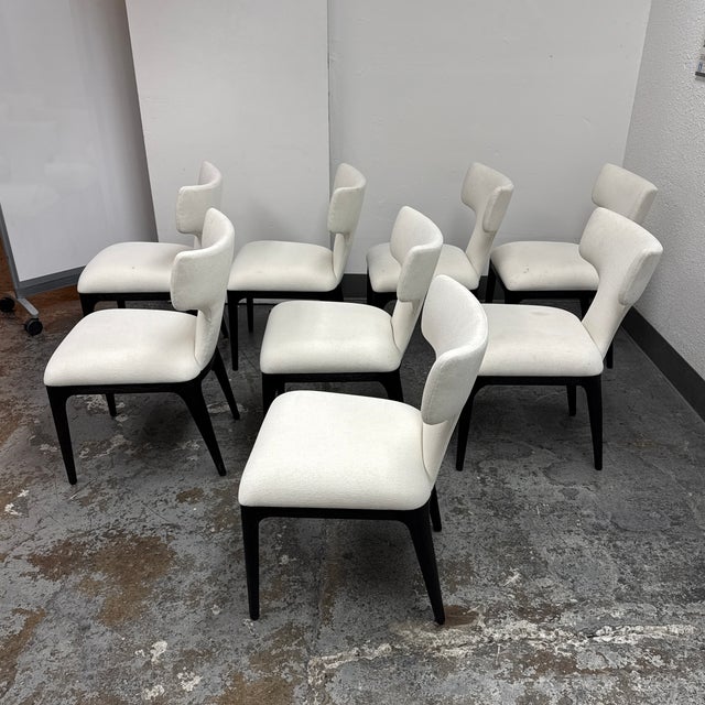 Restoration Hardware Ligné Upholstered Fabric Dining Chairs, Set of Eight For Sale In San Francisco - Image 6 of 12