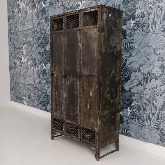 Antique French Slate Mine Metal Lockers, Circa 1900 For Sale - Image 11 of 17