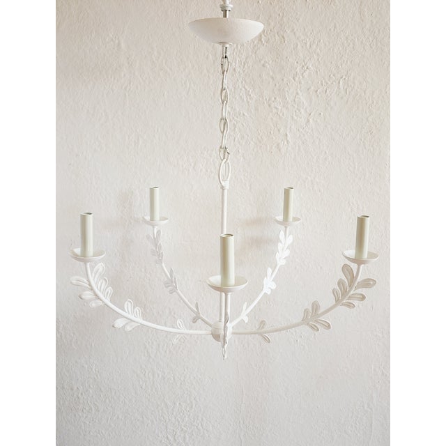 Shabby Chic Florian Troy Lighting White Gesso Leaf Motif Chandelier For Sale - Image 3 of 12