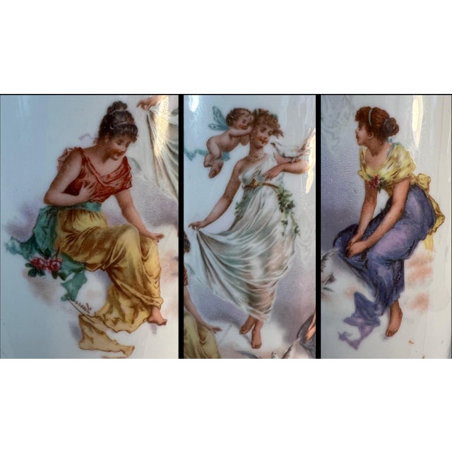 This antique porcelain lamp was hand-painted by the artist Carl Larsen for the renowned Victoria Carlsbad Company. The...