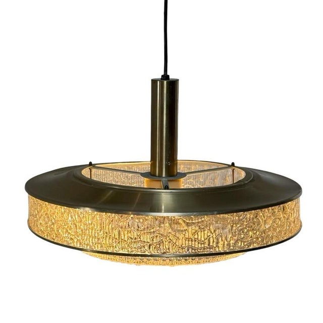 Vintage Pendant Lamp with Glass Side and Bottom from Herda, 1970s For Sale - Image 3 of 11