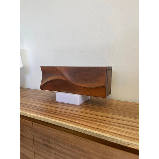 Carved wood decorative piece can be used as a floating shelf unit or organic decor. Beautiful Wood Grain with sleek...