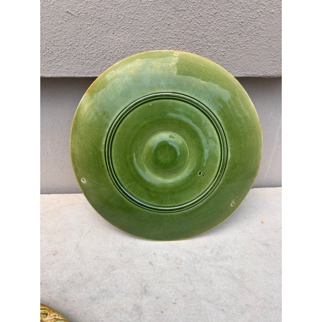 19th Century Green & Yellow Majolica Oyster Plate For Sale - Image 4 of 4