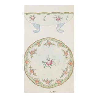 Unknown - Backsplash in Porcelain - Original China Ink and Watercolor - 1890s For Sale