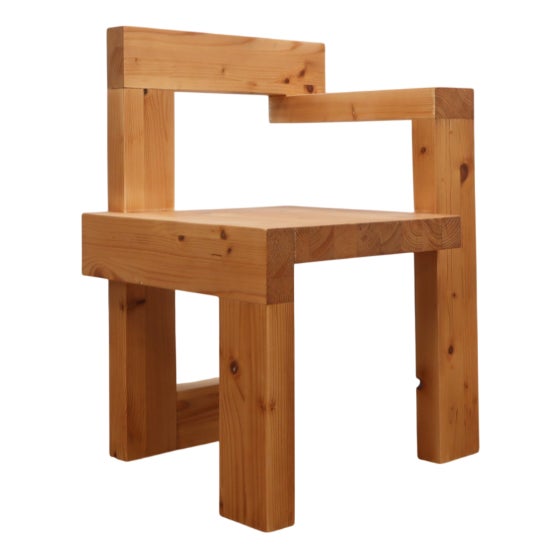 Steltman Chair in Larch Wood from Gerrit Rietveld, 1980s For Sale