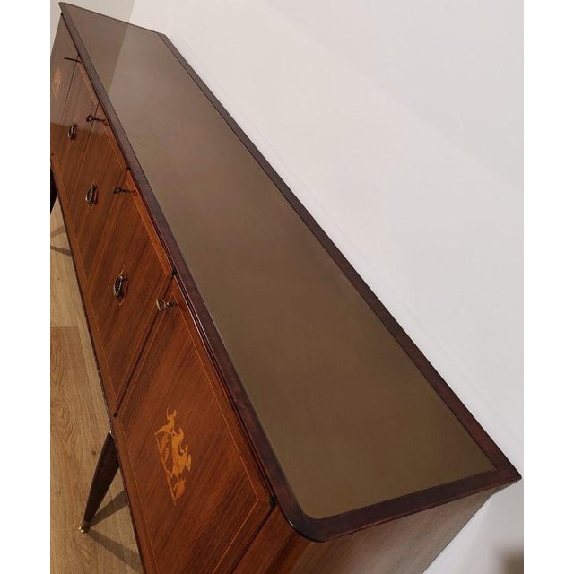 Paolo Buffa Inlaid Palazzi dell'Arte Sideboard by Paolo Buffa for La Permanente Mobili Cantù, Italy, 1950s For Sale - Image 4 of 10