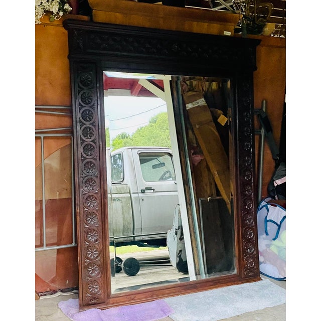 18th Century Victorian Hand‑Carved Wall Mirror C. 1870–1900 – Ornate Floral & Fan Motifs For Sale - Image 5 of 6