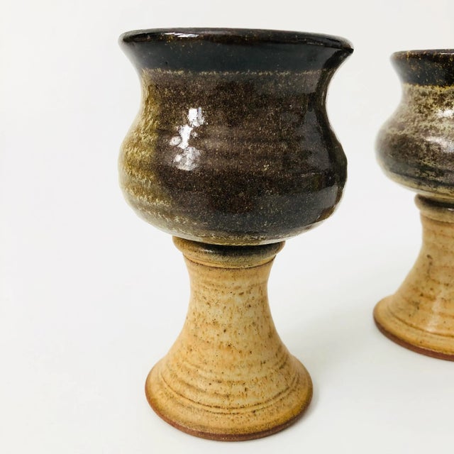 Contemporary Studio Pottery Goblets - Set of 2 For Sale - Image 3 of 7
