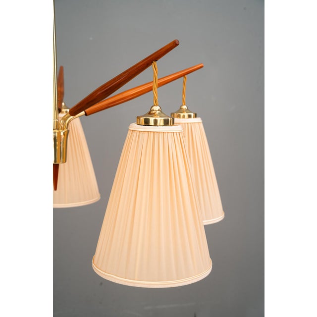 Brass polished and stove enameled The fabric shades are replaced (new) European Plug (up to 250V).The wiring of this item...