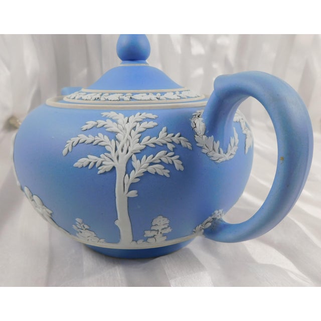 Traditional 1950s Light Blue Wedgwood Jasperware Teapot For Sale - Image 3 of 9