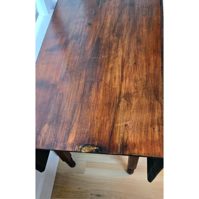 Wood Antique Solid Wood Drop Leaf Gateleg Dining Table For Sale - Image 7 of 12