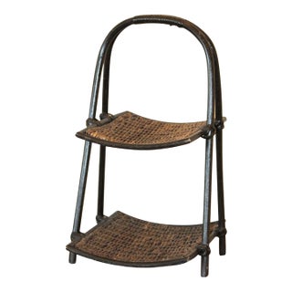 Vintage 2-Tier Boho Rattan and Bamboo Shelf For Sale