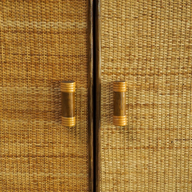 Vintage Rattan and Woven Cane Cabinet, 1970s For Sale - Image 14 of 15