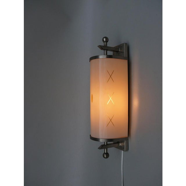 Beige Art Deco Wall Lights in Nickel-Plating, 1930s, Set of 2 For Sale - Image 8 of 18