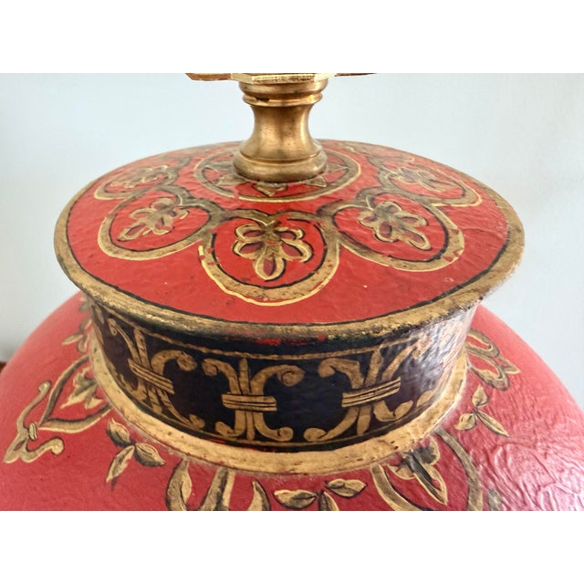 Vintage English Tole Tea Canister Lamp For Sale - Image 9 of 11