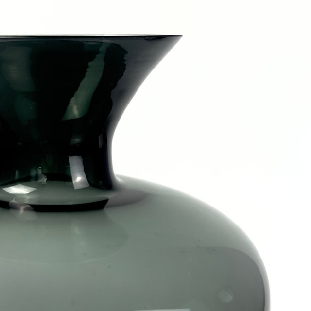 Impeccable Monumental Timeless Modern Classic Green-Gray Translucent Glass Vase For Sale - Image 9 of 9