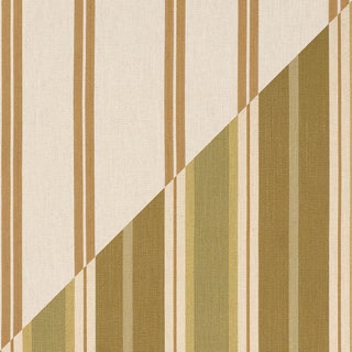 Schumacher Double Face Stripes Fabric In Chartreuse For Sale