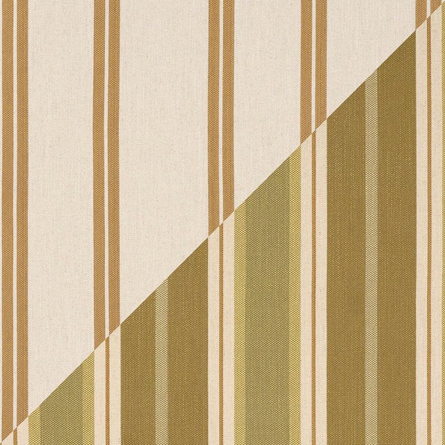 Schumacher Double Face Stripes Fabric In Chartreuse For Sale