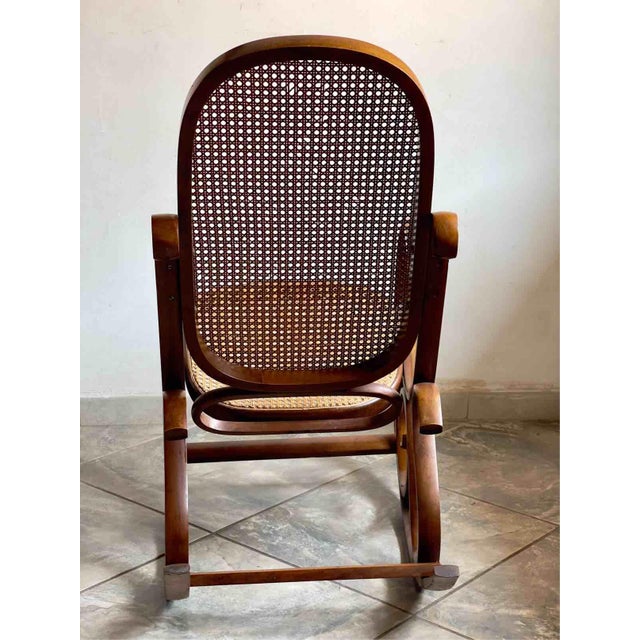 Vintage Rocking Chair in Bent Beech and Vienna Straw in the style of Thonet, 1970s For Sale - Image 10 of 18