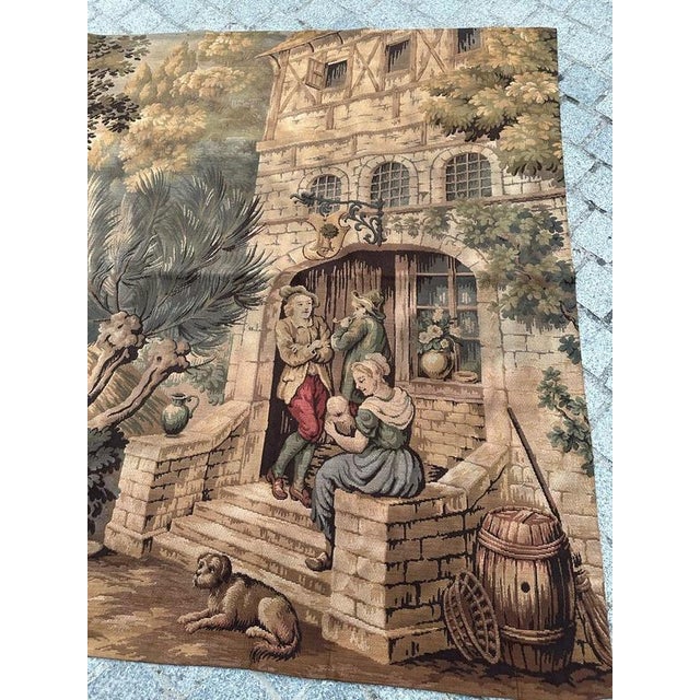 Vintage French Jacquard Tapestry – Rustic Countryside Scene Beautiful vintage Jacquard tapestry depicting a charming...