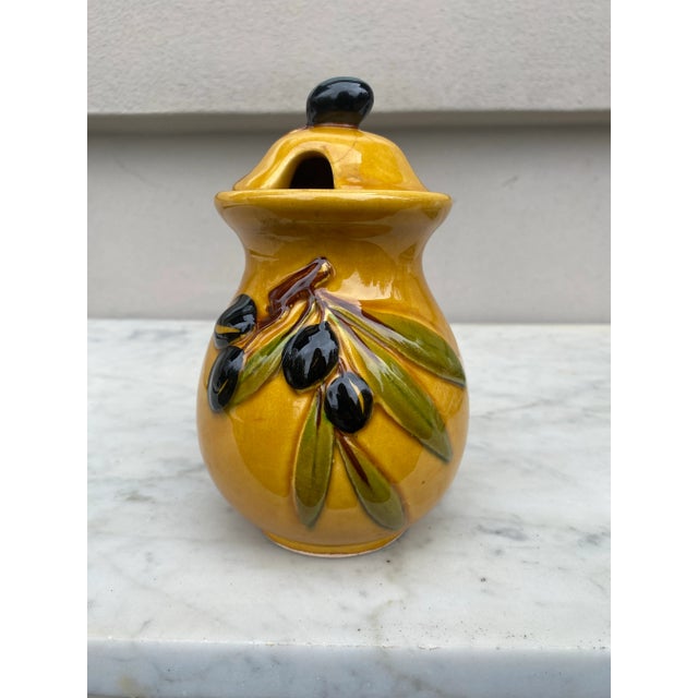Vallauris French Majolica Olives Canister Vallauris, Circa 1950 For Sale - Image 4 of 7