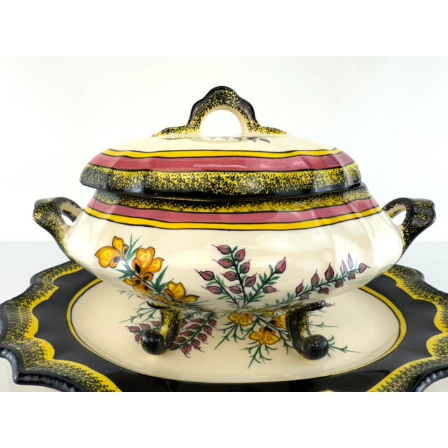 Vintage Henriot Quimper French Faience Soup Tureen and Underplate For Sale - Image 18 of 18