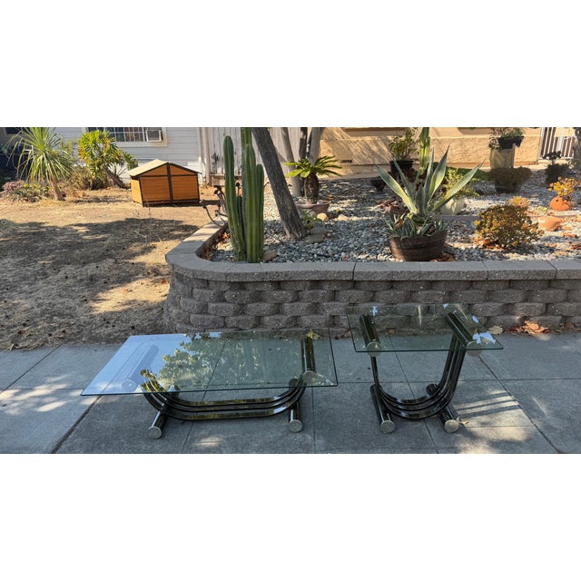 Coffee MCM Design Institute of America, Art Deco Coffee Table and Side Table Attributed to Romeo Bega For Sale - Image 8 of 18