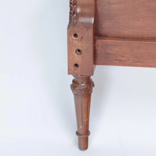 French Louis XVI Style Twin Beds Headboards in Burlap. Circa 1950. A