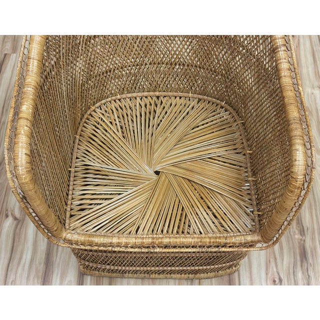 Vintage Woven Wicker Arm Chair For Sale - Image 9 of 10
