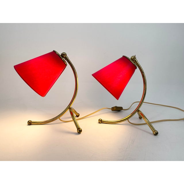 Vintage Table Lamps with Organically Shaped Brass Bases, 1950s, Set of 2 For Sale - Image 12 of 17