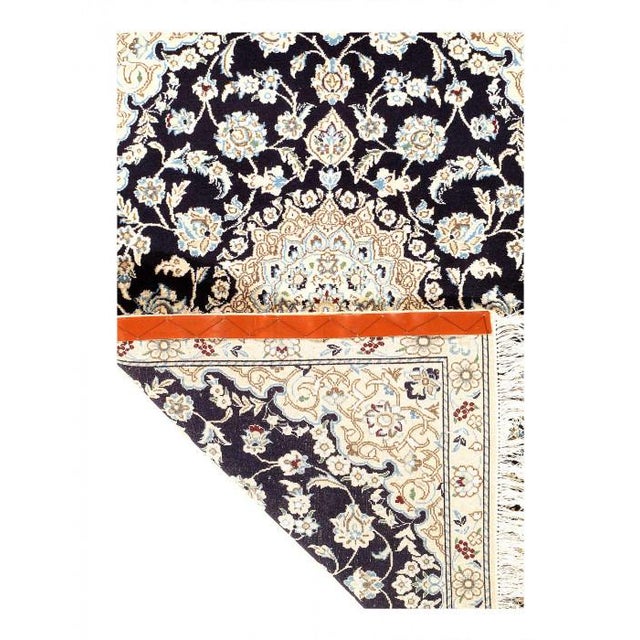 Traditional Pasargad DC Navy Persian Nain Silk & Wool Rug For Sale - Image 3 of 3