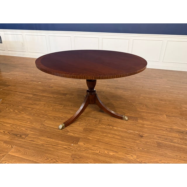 Brown 48” Round Mahogany Accent Foyer Table by Leighton Hall - Showroom Sample For Sale - Image 8 of 15