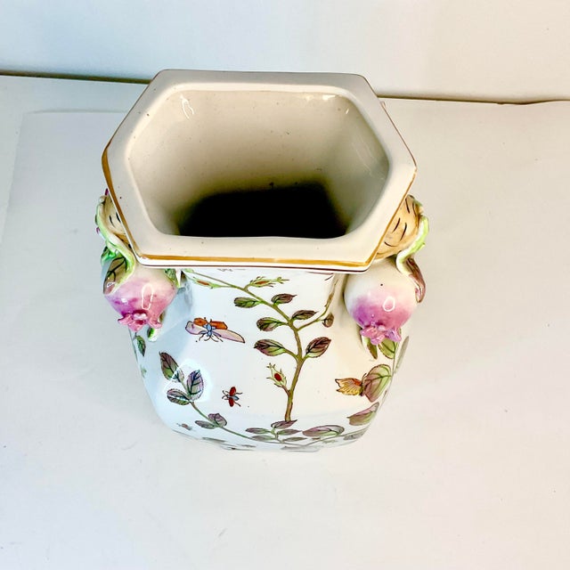 Rose Vintage Chinoiserie Insects, Roses and Pomegranates Vase After Chelsea House For Sale - Image 8 of 12