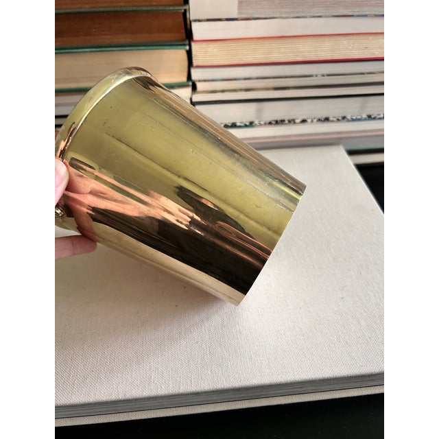 Vintage Silverplate Brass Petite Ice Bucket With Swing Handle For Sale - Image 12 of 12