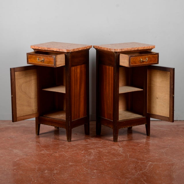 Vintage Bedside Tables with Red Marble Tops, 20th Century, Set of 2 For Sale - Image 13 of 18