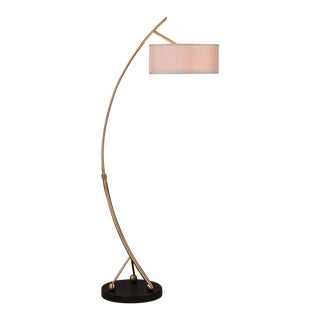 Brushed Brass Arc Floor Lamp For Sale