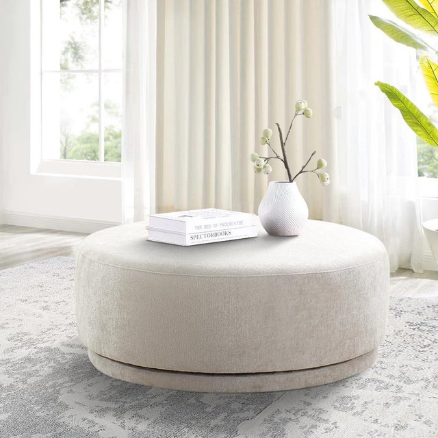 Modern Pasargad Home Cielo Swivel Base Ottoman For Sale - Image 3 of 4