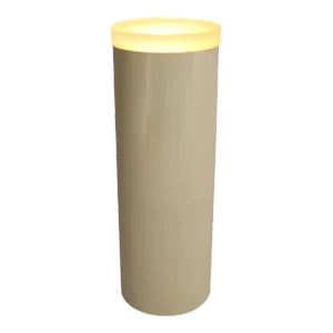Light-Up Fiberglass Cylinder Round Pedestal Thick Lucite "Lens" Shade Floor Lamp