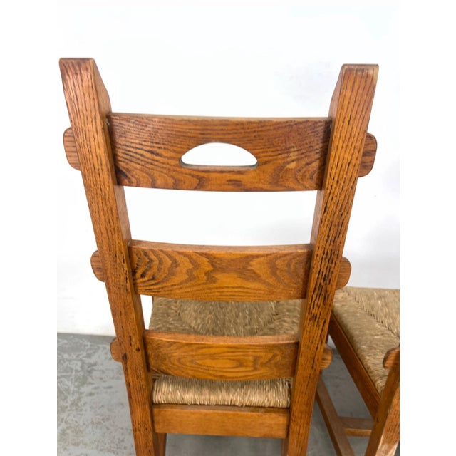 Wood Vintage French Oak Dining Chairs With Tall Backs - Set of 6 For Sale - Image 7 of 12