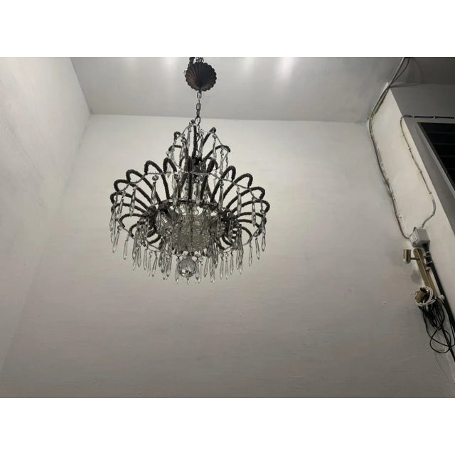 Vintage Italian Crystal Beaded Light Pendant, 1960s For Sale - Image 3 of 12