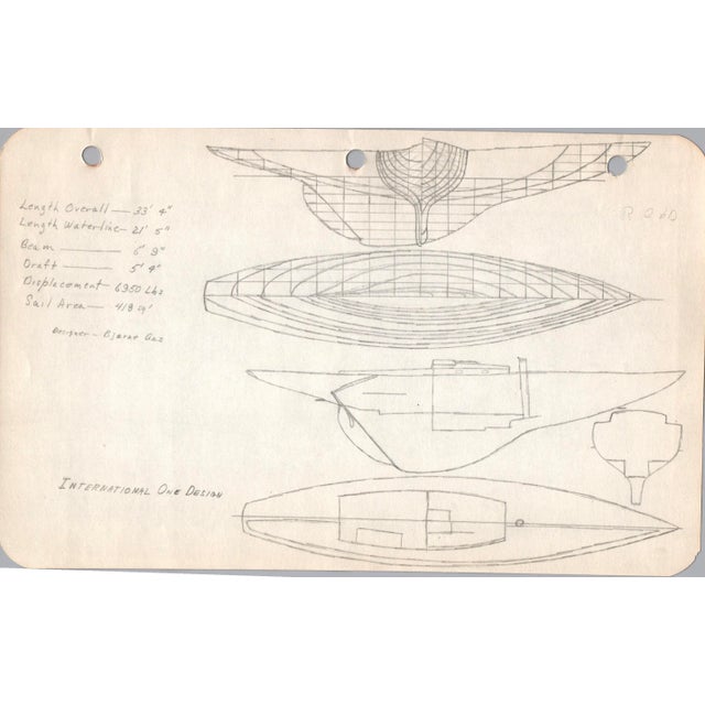 Midcentury, 1940s, Marine Architectural Pencil Drawing On Paper From Maine, Unique Nautical Drawings, Architect Unknown,...